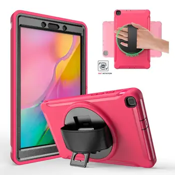

Kid Case for Samsung Galaxy Tab A 8.0 SM-T290 SM-T295 T297 2019 360 Rotating Kickstand Rugged Hand Strap Shockproof Case Cover