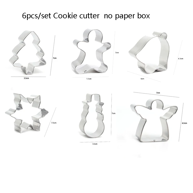 6pcs no box 6/14/набор из 16 предметов, пижамный комплект на Рождество, формочки для печенья формы из нержавеющей стали печенье, фондан, пирог формы инструменты для украшения выпечки, торта - Цвет: 6pcs no box