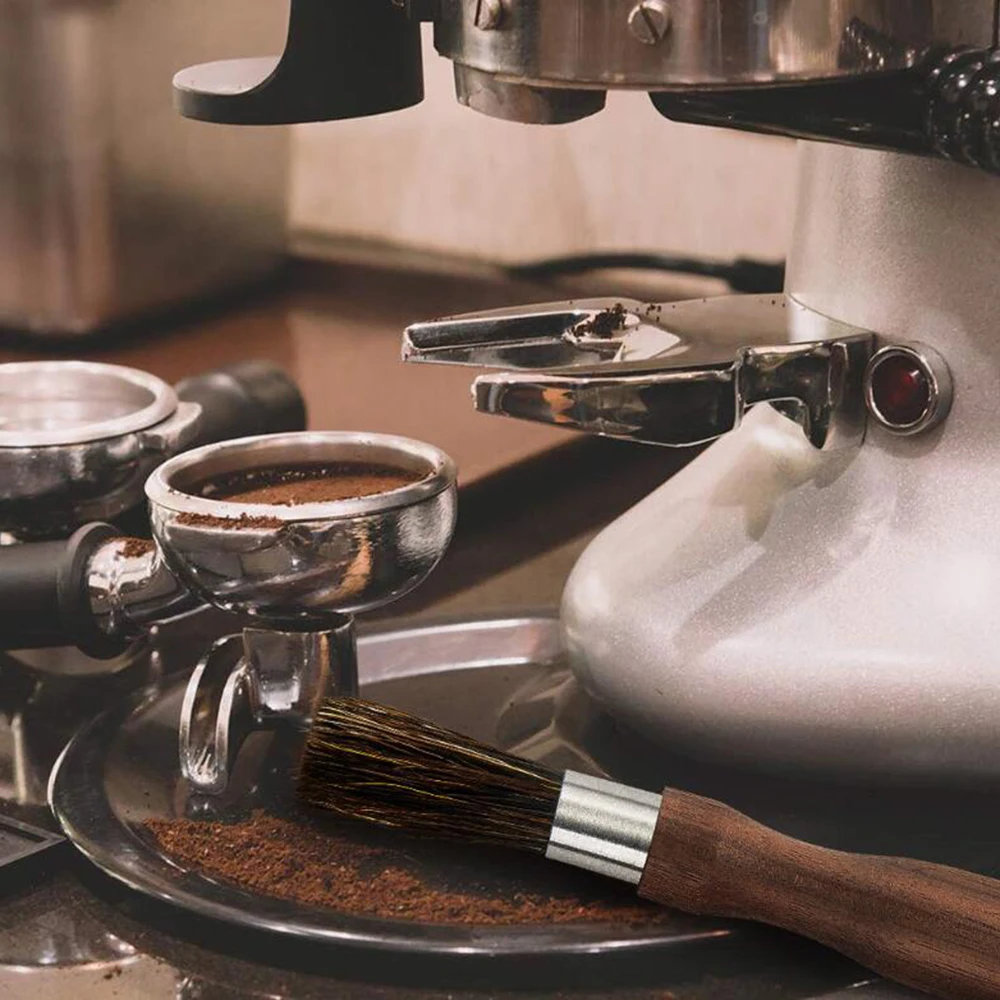 1Pcs Coffee Grinder Cleaning Brush With Natural Bristles Lanyard Coffee Machine Brush Cleaner Tool For Barista Home Kitchen