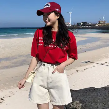 

High waisted denim shorts women's summer 2019 new student's Korean versatile relaxed retro chic curled wide leg hot