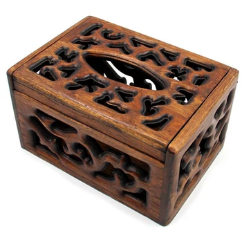 

Retro Square Hollow Wooden Coffee Table Tray Living Room Bedroom Household Solid Wood Paper Box Home Storage Tissue Boxes