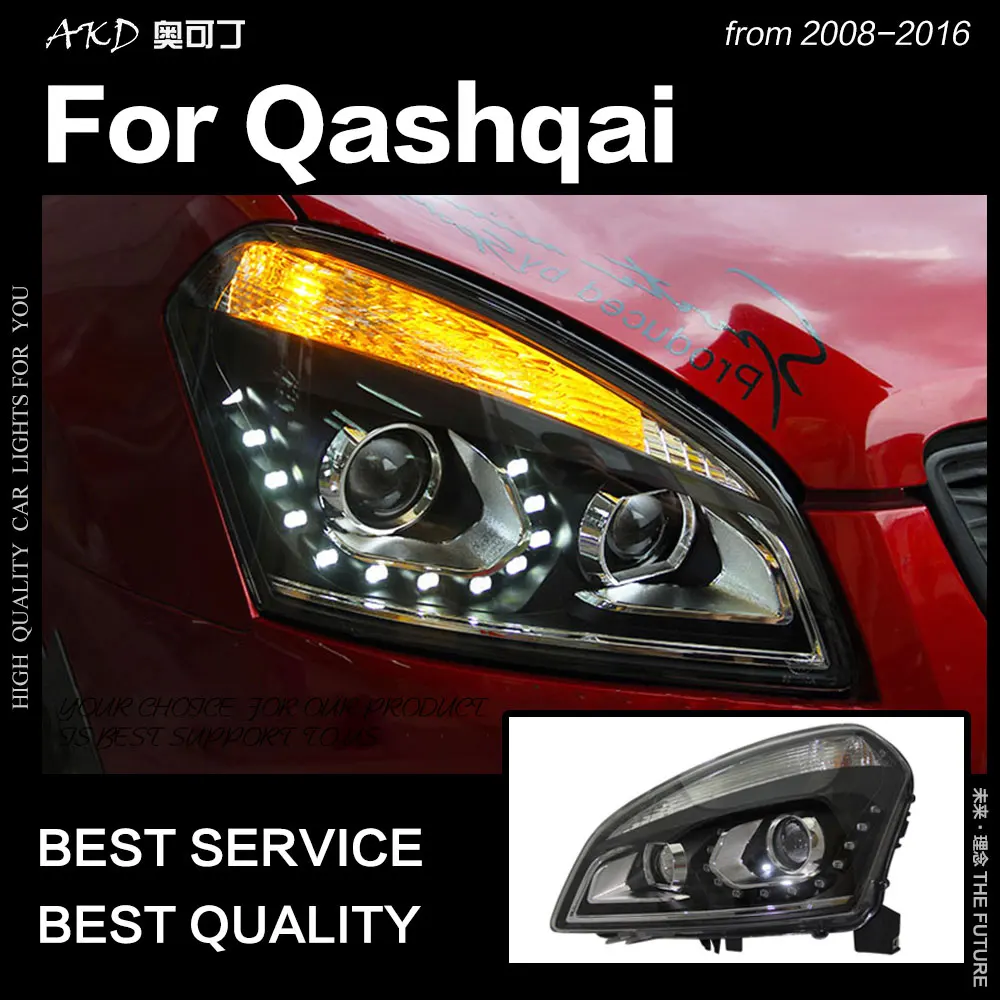 Стайлинга автомобилей фара для Nissan Dualis фар 2007-2016 Qashqai светодиодный фары DRL линзы