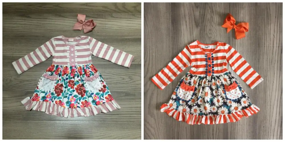 Демисезонное/зимнее платье для маленьких девочек Girlymax полосатая оранжевая