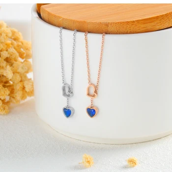 

Brand Hot Beauty Charm Women Stainless Steel Heart Pendant Chain Necklace ladies girl choker collar ribbon Rose Gold Silver