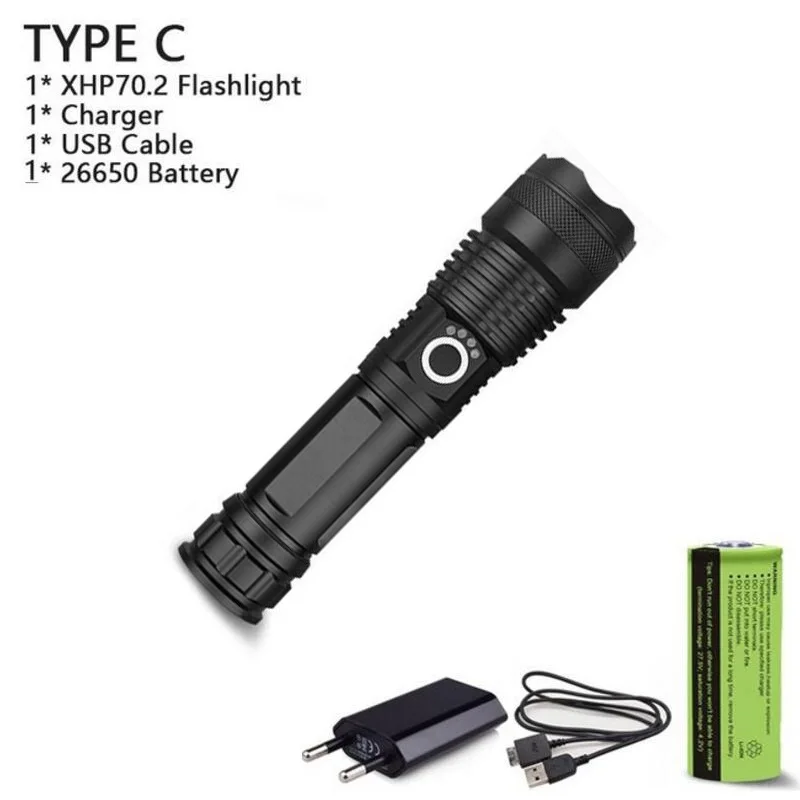 Xhp50 c Светодиодный фонарик самый мощный фонарик светодиодный фонарик USB xhp70 xhp50 фонарь охотничья лампа ручной фонарик 90000 люмен факел - Испускаемый цвет: Xhp50 c