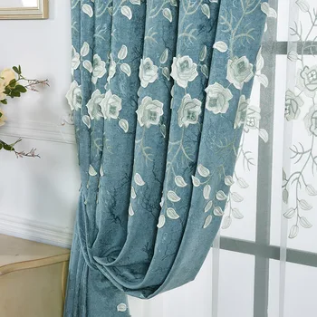 

Luxury European style living room bedroom curtains embossed embroidered floor-to-ceiling window curtains
