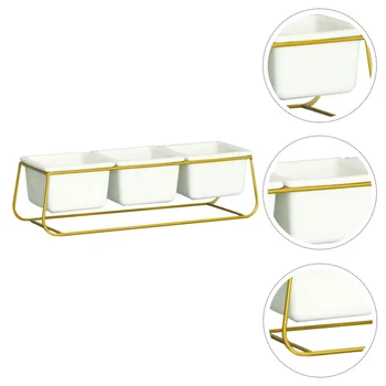 

1 Set Modern Fashion Pretty Stylish Durable Ceramic Flowerpot Succulent Planter Planter With Iron Rack
