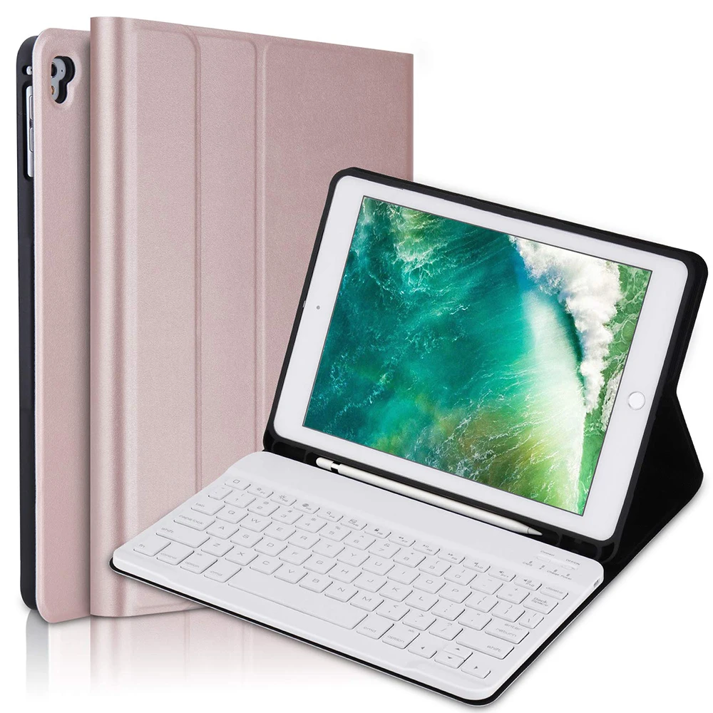 For iPad Air 1 2 Pro 9.7 Inch 2017 2018 Tablet Bluetooth Keyboard with Fine Sheep Pattern Leather Case Pen Slot Version USA | Компьютеры и