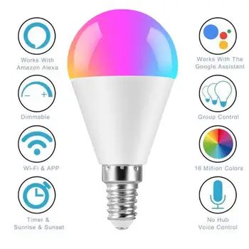 

Light Bulbs Cellphone WiFi Voice Control RGB Energy Saving Dimming LED Bulb Multicolor Smart Light Bulbs 6W E27 E26 B22 E14