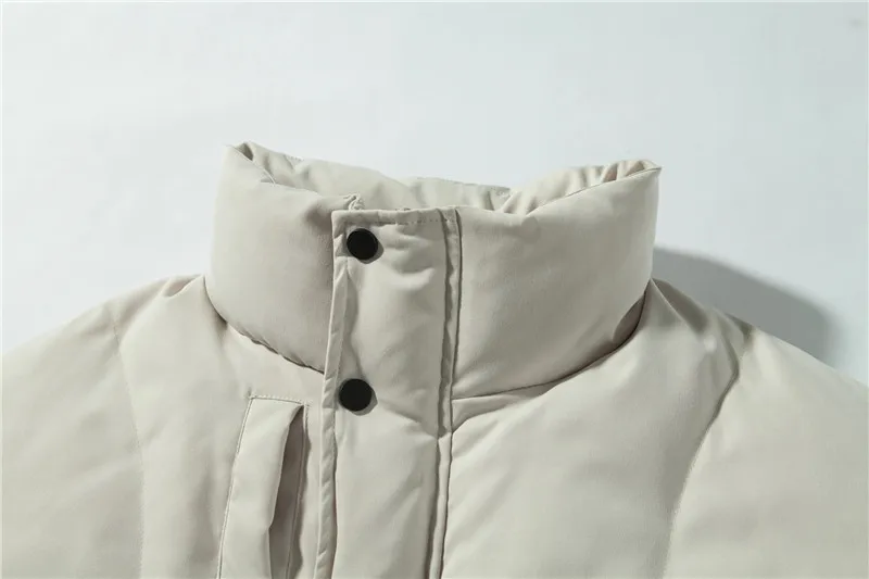 Japanese-style Men'S Wear Winter New Style Popular Brand Solid Color down Coat Thick Warm Stand Collar Cotton Coat Cotton-padded