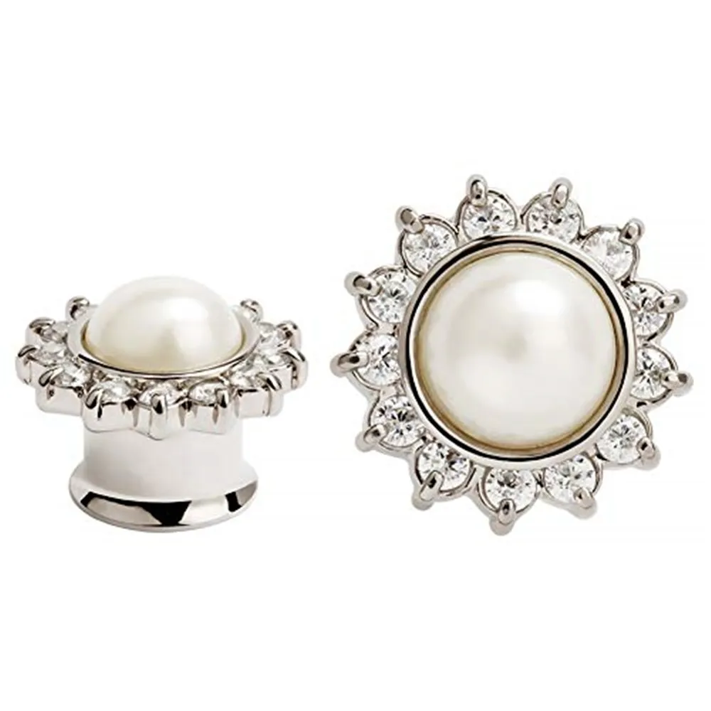 Stainless Steel Ear Stretcher 2PCS Flower Earring Zircon Reamer Ear Plugs And Tunnels 4mm
