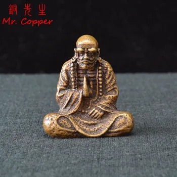 

Antique Bronze Buddha Statue Dharma Copper Figurines Miniatures Buddhism Founder Vintage Solid Brass Ornament Craft Desk Decors