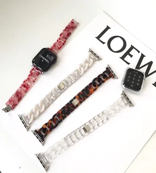 

Cowboy Chain Slim Resin Watch Strap for Apple Watch Series 6 SE 5 4 Stainless Steel Link Loop Bracelet for iWatch 3 2 1 Fashion
