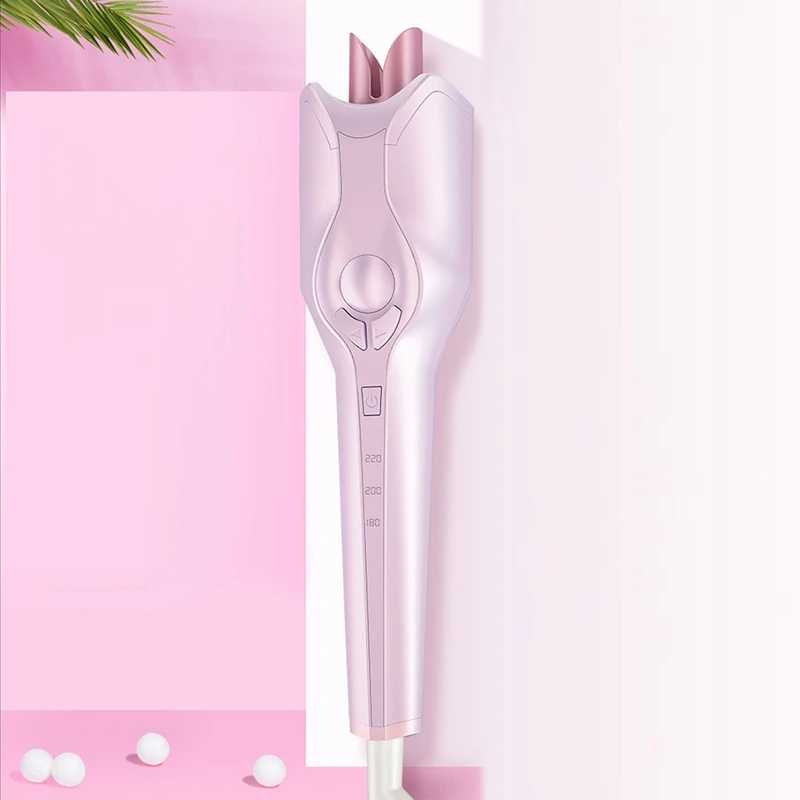 Automatic Curling Iron Air Curler Wand Curl Bright Pink Rotating Magic Hair Curling Iron Salon Tools Auto Hair Curlers US Plug