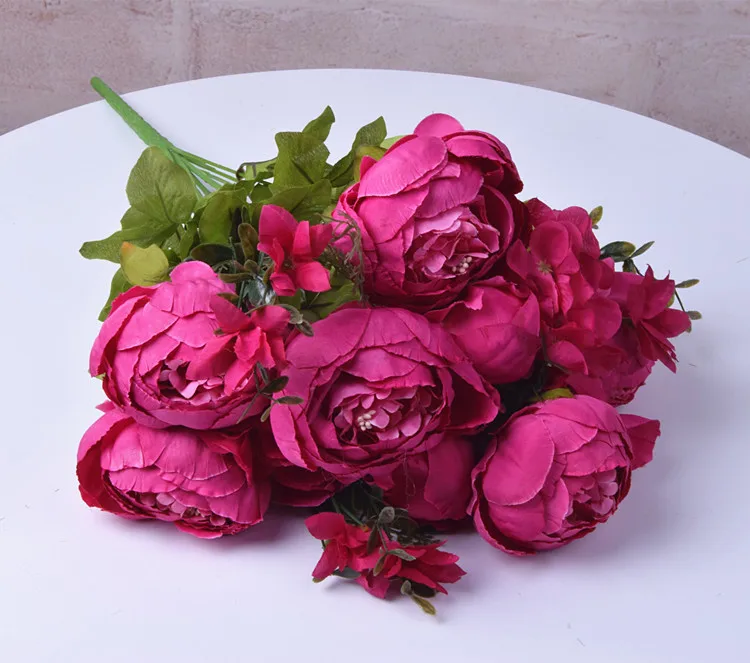 13 Heads/pcs Wedding Decoration Artificial Peony Decorative Party Silk Fake Flowers Peonies Decor DIY Peony Artificial Flowers