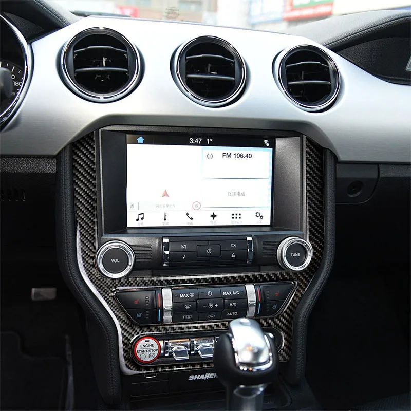 3 шт. карбоновое волокно Центрального управления кондиционер CD панель Крышка отделка стикер автомобиль Стайлинг Для Ford Mustang