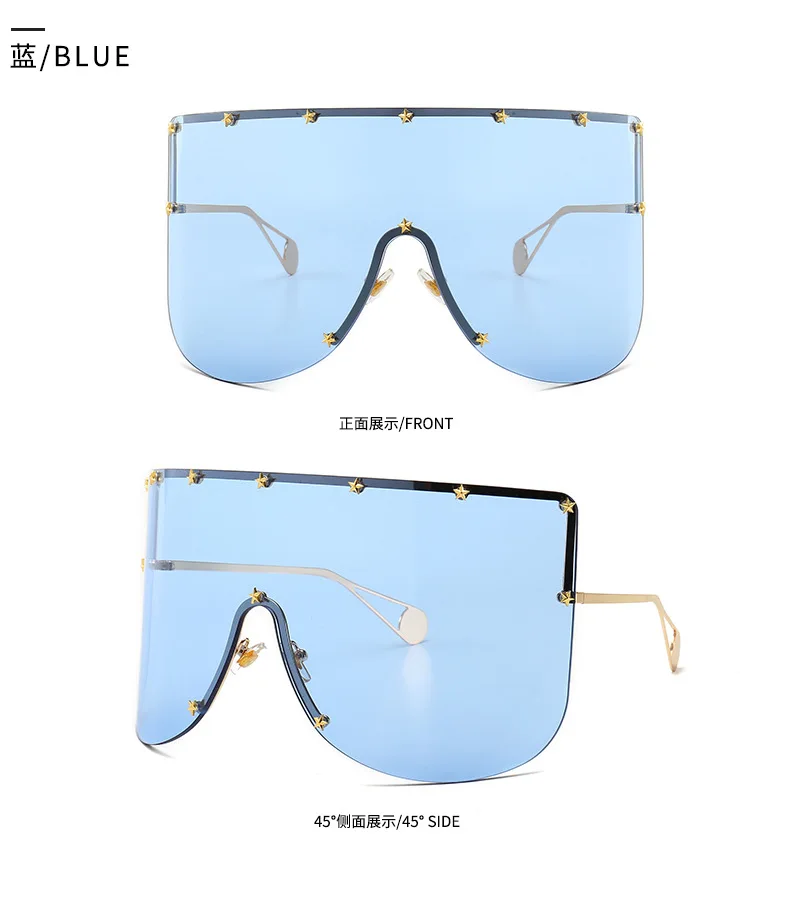 Oversized Sunglasses Women Brand Vintage Alloy Mirror Big Stars Frames for Female Male Eyewear Shades Oculos De Sol UV400