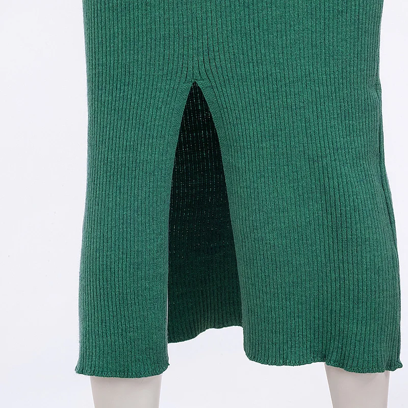 ANSELF женский костюм из двух предметов, вязаный свитер, топы с длинными рукавами и облегающая юбка миди, комплект 2019, зимние костюмы, женские