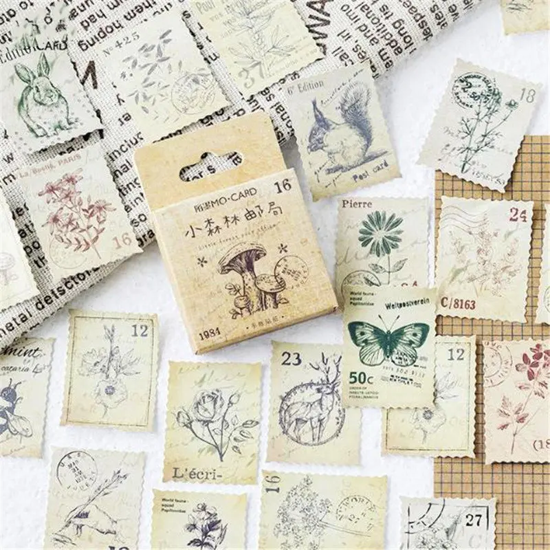 

Creative Adhesive Stickers New Forest Post Stamp DIY Decoration Diary Stationery Journal Stickers Kids Gift 2019
