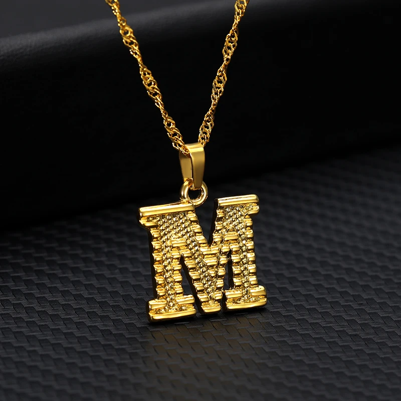 Крошечное золотое ожерелье с надписью для женщин из нержавеющей стали, A-Z ожерелье с подвеской в виде алфавита, ювелирные изделия, рождественские подарки, бижутерия для женщин - Окраска металла: M