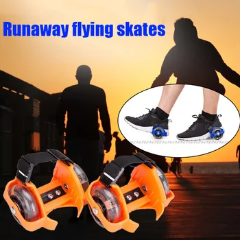 

1 Pair Flashing Roller Skating Shoes Whirlwind Pulley Flash Wheel Heel Roller X85