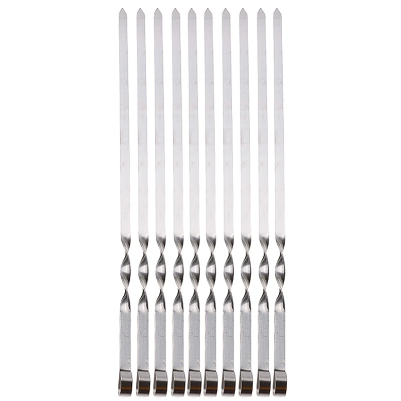 10Pcs 50cm Long BBQ Barbecue Kebab Food Meat Skewers Outdoor Grill Tools