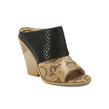 

New Arrival Chunky High Heels Peep Toe Crocodile Pattern Large Size 44-47 Mixed -color Slides Sandals for Women and Ladies