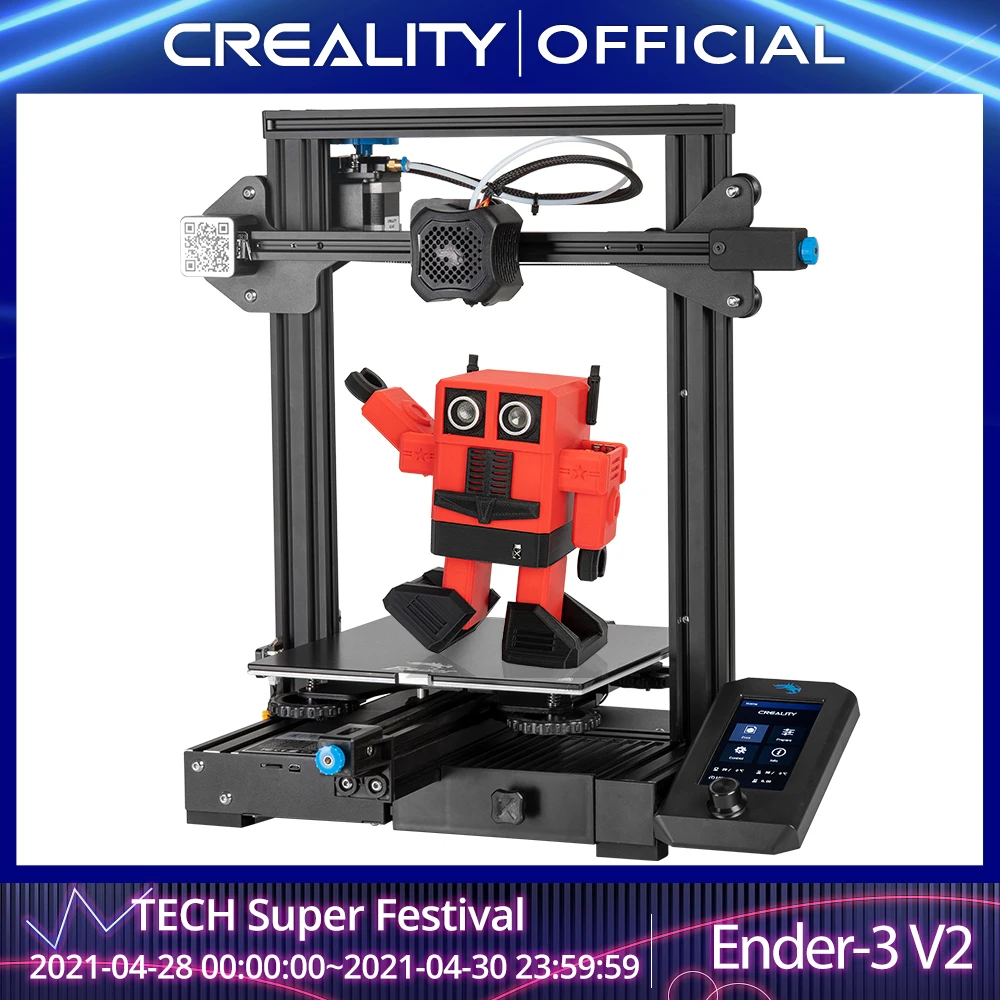 CREALITY-placa base 3D Ender-3 V2 para impresora 3D, dispositivo de impresión con controladores paso a paso TMC2208 silenciosos, interfaz de usuario nueva, Lcd a Color de 4,3 pulgadas carborundo, cama de vidrio