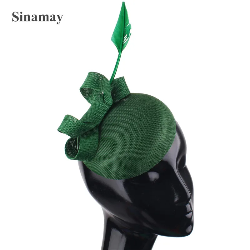 New Fashion Accessories Feather Pink Bow Millinery Hair Fascinators Wedding Hat Bridal Married Church Fedora Lady Pillbox Caps |