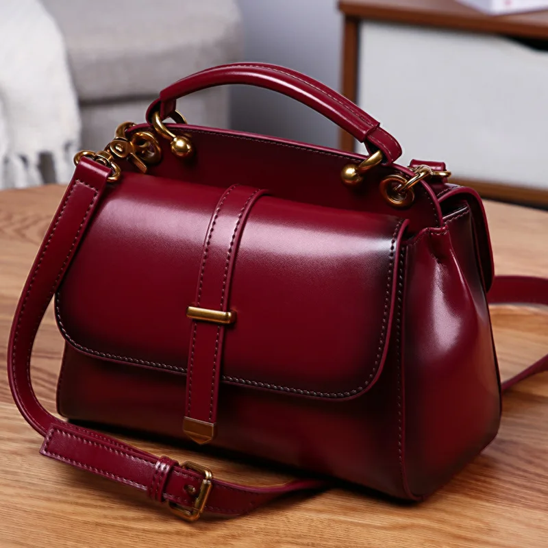 

2020 Genuine Leather Lady Hand Bag Simple Single Shoulder Package Joker Mirror Face Oblique Satchel Woman Chao