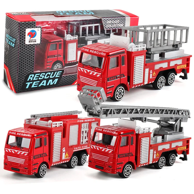 

Box 1:32 Alloy Pull Back Model Car Model Toy For Fire Truck Engineering Truck Children Gift