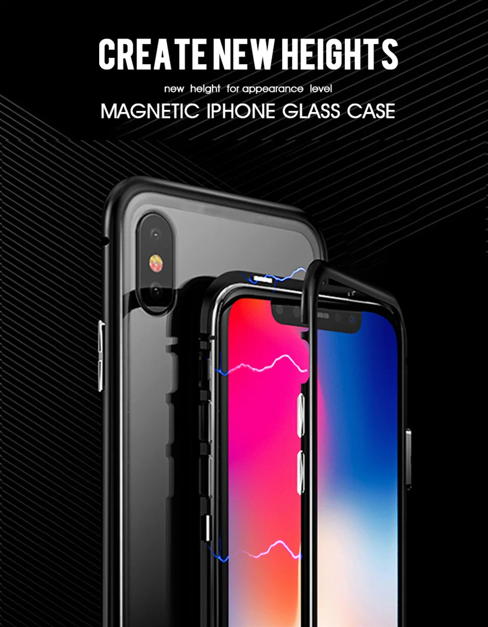 ספיחה מגנטית מתכת מקרה עבור iPhone 11 פרו XS מקסימום X XR 7 8 מזג זכוכית חזרה מגנט כיסוי עבור iPhone 7 8 6 6s בתוספת כיסוי iphone xr cover