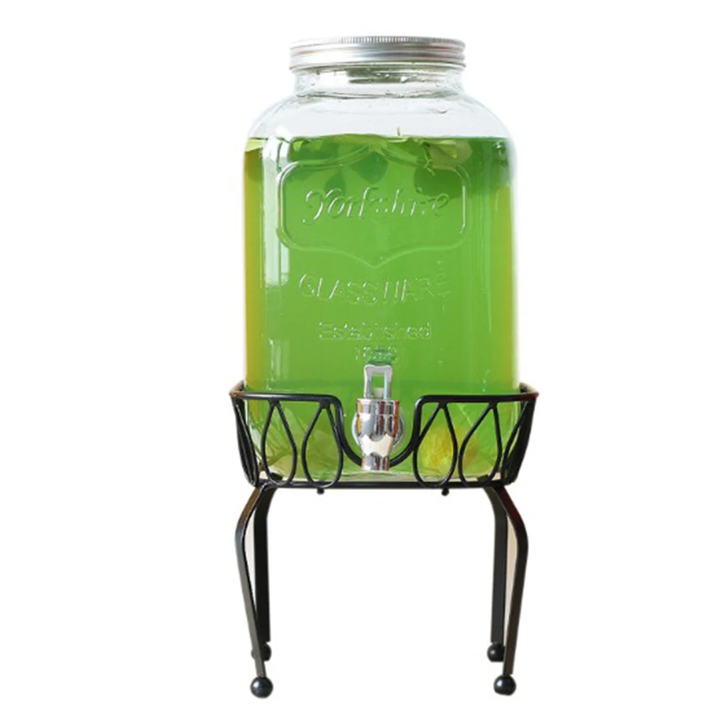 Metal Iron Drink Dispenser Stand Basket Party Juice Tea Bucket Holder Stand for Pub Bar Cafe Juice Tea Wine Beer Used