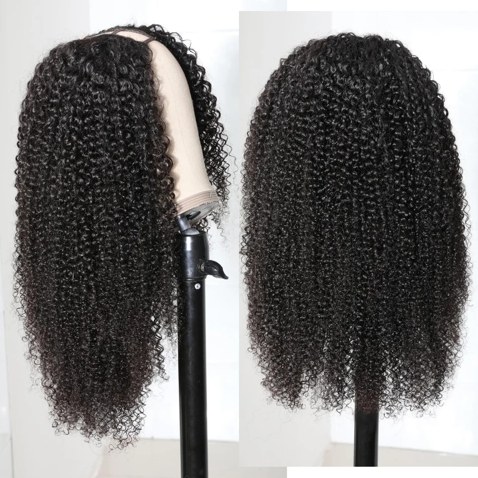 U Part Wig Human Hair Kinky Curly Human Hair Wigs For Black Women 150