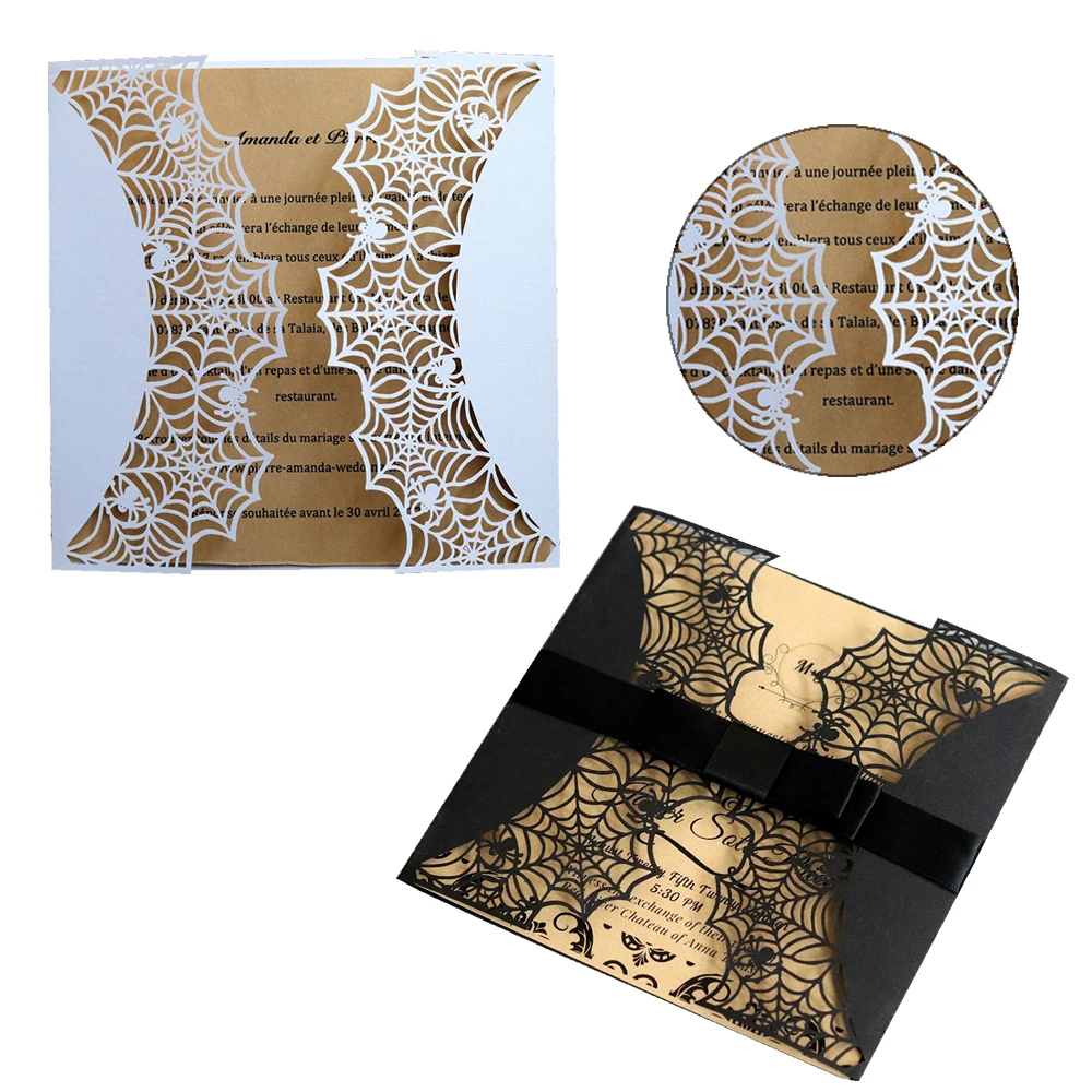  Halloween laser cut Greeting card Cobweb Black Spider Web Invitations Halloween Cover Party Gift Ca - 4000134175621