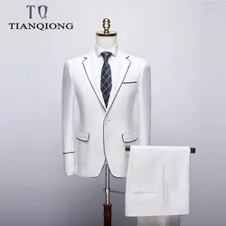 Тянь QIONG однотонные Цвет мужской костюм Однобортный Бизнес Для мужчин костюмы смокинг Свадебные костюмы для жениха для Для мужчин