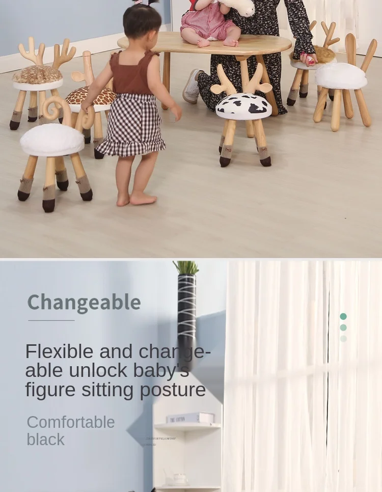 JOYLOVE Solid Wood Small Bench Children's Stool Cartoon Deer Stool Home Backrest Low Stool Creative Cute Animal Small Chair JOYLOVE Solid Wood Small Bench Children's Stool Cartoon Deer Stool Home Backrest Low Stool Creative Cute Animal Small Chair
