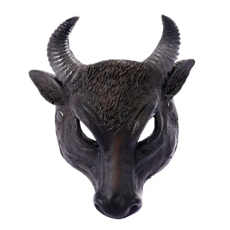 Реалистичная ПУ 3D голова быка ужас Половина маска для лица животные косплей маски вечеринка Хэллоуин маска аксессуары