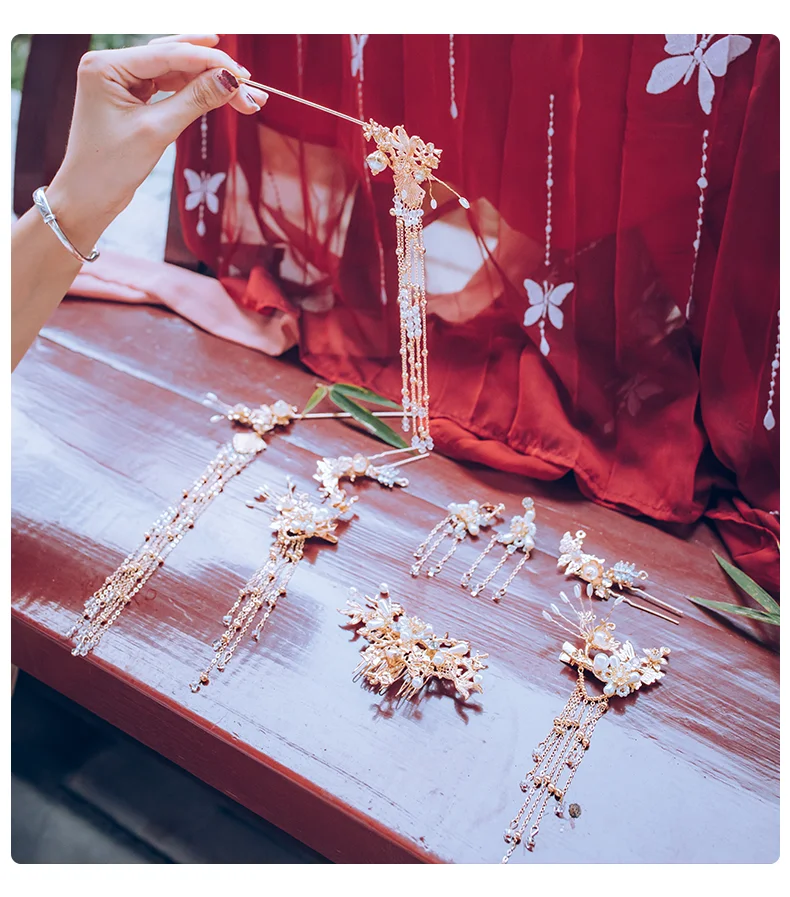 QIANJI Hanfu Noiva Tiara Acessórios para o Cabelo Traje Chinese S Phoenix Coroa de Luxo Acessórios Vestido de Noiva classicos