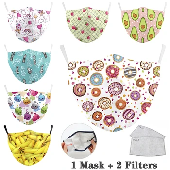 

Mask Face Mascarilla Fruit Doughnut Print Masks Anti Pollution Dust-proof Windproof Mouth Cover Breathable Mask Reusable