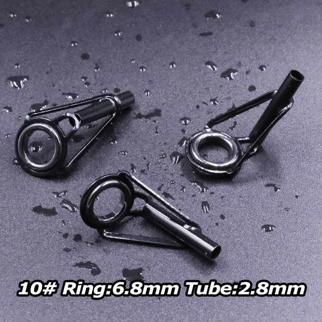 3Pcs Fishing Rod Tip Guides Repair Kit Stainless Steel Frames Ceramics Rings Black Rod Building Guide Eye Building Repair 6#~16# Size10 2.8mm 3Pcs