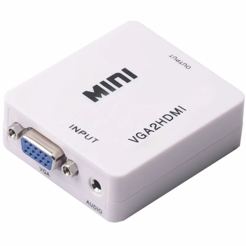 BKSCY VGA в HDMI конвертер Mini 1080P VGA2HDMI конвертер с аудио для ПК ноутбука к HDTV проектору - Цвет: white