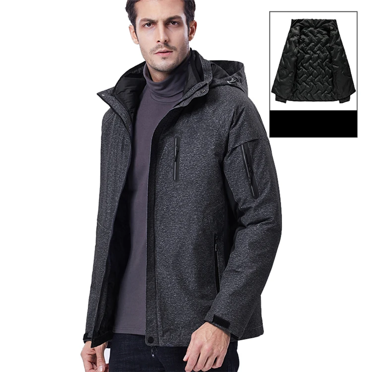 Men Camo Gray Мужские зимние походные куртки с USB подогревом 10XL, Спортивная ветровка для активного отдыха, скалолазания, кемпинга, походов, лыжного спорта, мужские пальто с капюшоном KA150 - Цвет: Men Camo Gray