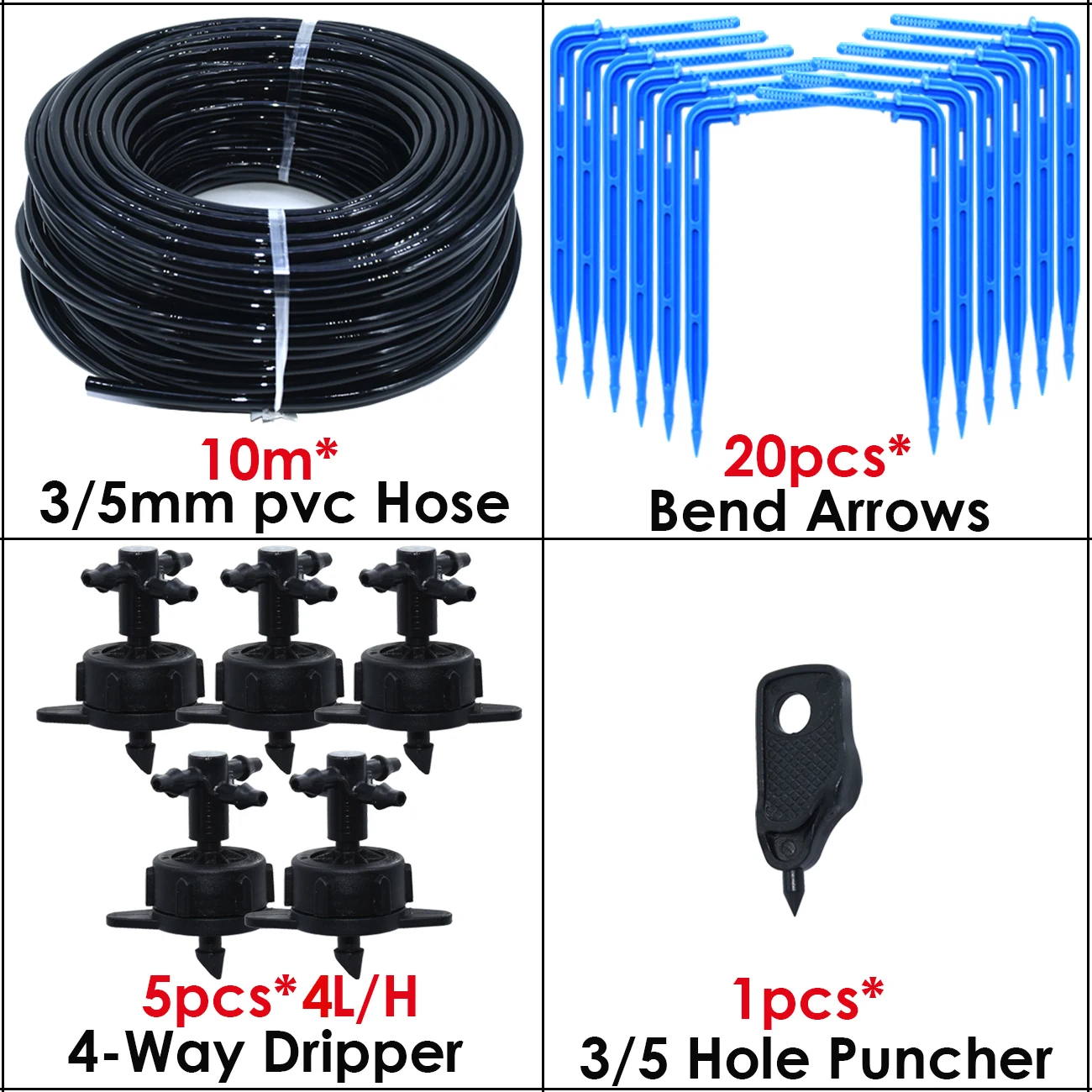 KESLA 5M-100M 4L 8L Pressure Compensation Emitter Watering Kit for Agriculture Greenhouse Drop Drip Irrigation System w Puncher