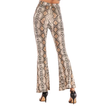 

KEKEMALI Snake Print Pants Women Autumn Animal Pattern High Waist Bell Bottom Pants Female Trousers Lady Boho Streetwear Joggers