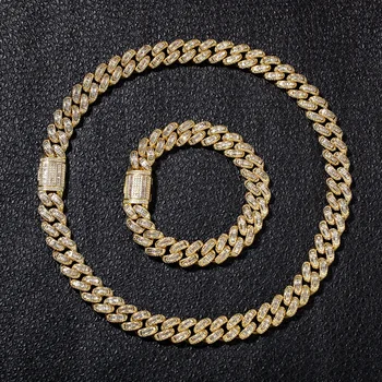 

Hip Hop Choker 13mm Full CZ Miami Cuban Link Chain Necklace Men Iced Out CZ Chains Necklace Bracelet Men's Hiphop Rapper Jewelry