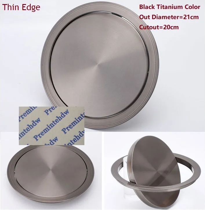 20CM Black Thin Столешница из нержавеющей стали, встроенная откидная крышка для свинга, мусорный желоб для мусора, кухонная ванна, Верхняя втулка, бронза, красное золото - Цвет: 20CM Black Thin
