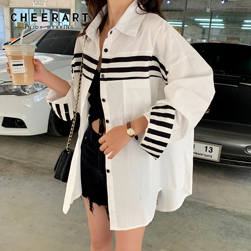 

Cheerart Plus Size Shirt White Long Sleeve Blouse Women Fall 2019 High Low Tops And Blouses Korean Fashion Clothing Femme