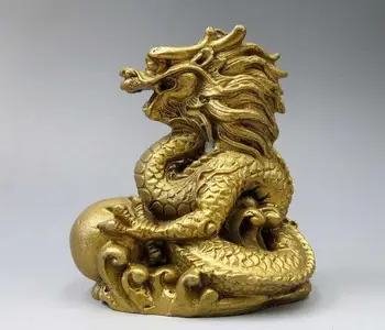 

China mythical creatures brass sculpture carved copper Feng Shui dragon Statue