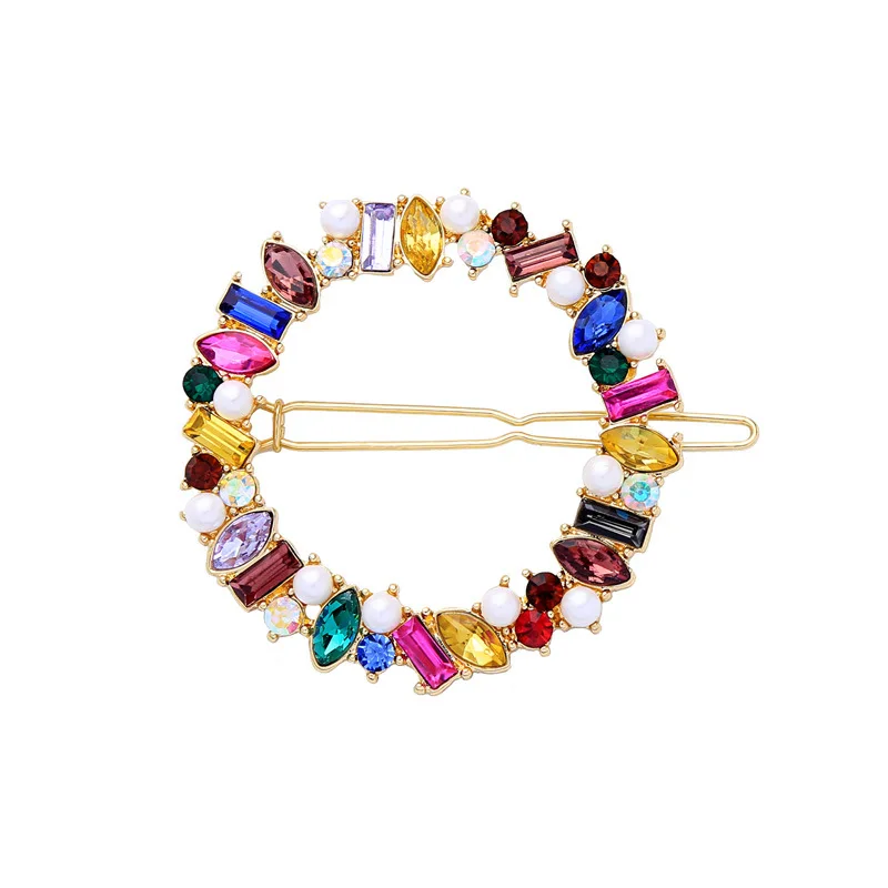 

Cute girl colorful imitation pearl geometry hair clip female European and American style fashion accessories